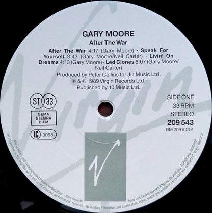 Gary Moore : After The War (LP, Album, RP)