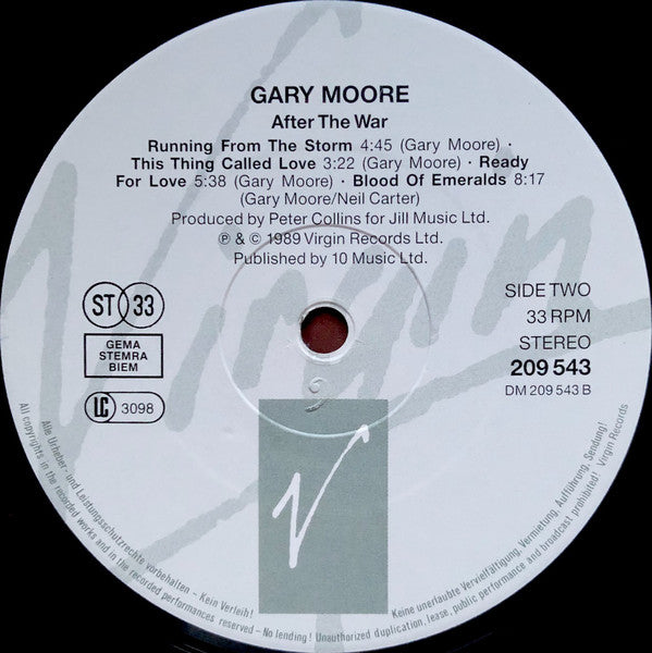 Gary Moore : After The War (LP, Album, RP)