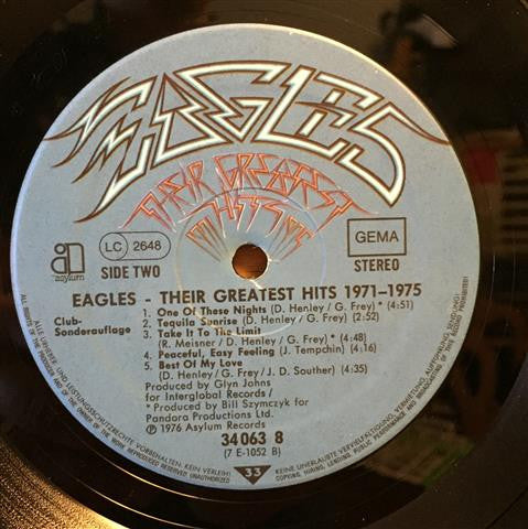 Eagles : Their Greatest Hits 1971-1975 (LP, Comp, Club)