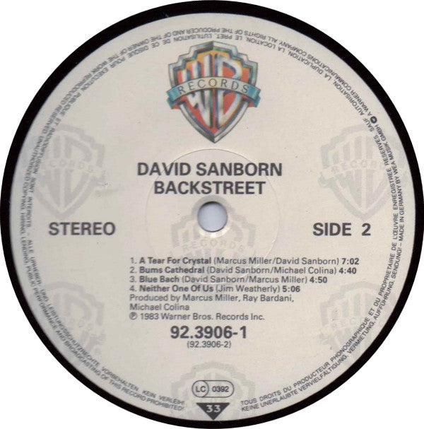 David Sanborn : Backstreet (LP, Album)