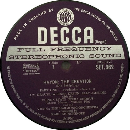 Joseph Haydn - Wiener Philharmoniker, Elly Ameling, Werner Krenn, Tom Krause, Erna Spoorenberg, Robin Fairhurst, Karl Münchinger : Die Schöpfung (The Creation) (2xLP, Album + Box)