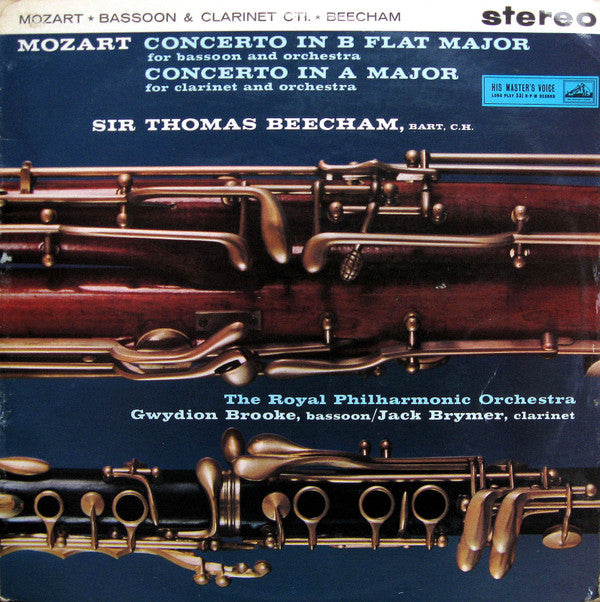 Wolfgang Amadeus Mozart - Gwydion Brooke, Jack Brymer, Royal Philharmonic Orchestra, Sir Thomas Beecham : Mozart Concerto's In B Flat Major, K.191 For Bassoon And Orchestra; In A Major, K.622 For Clarinet And Orchestra (LP, RE)