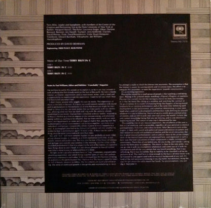 Terry Riley : In C (LP, Album, Uni)