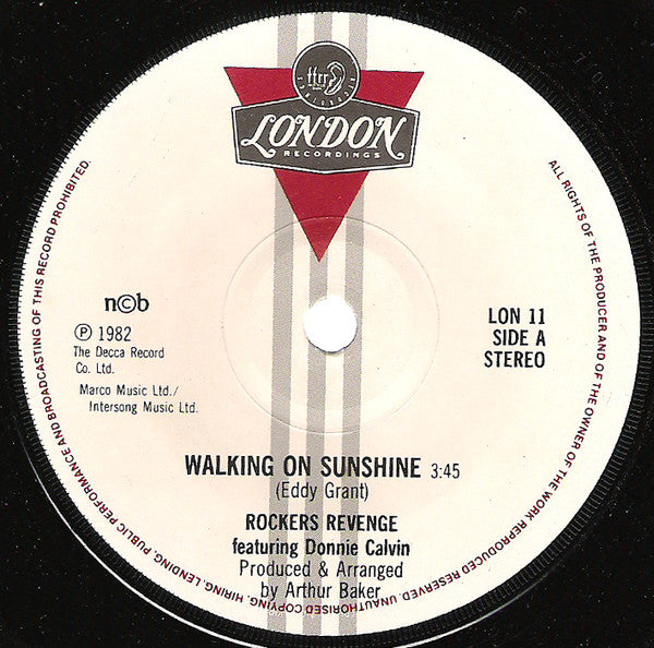 Rockers Revenge Featuring Donnie Calvin : Walking On Sunshine (7", Single)