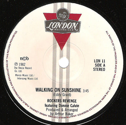 Rockers Revenge Featuring Donnie Calvin : Walking On Sunshine (7", Single)