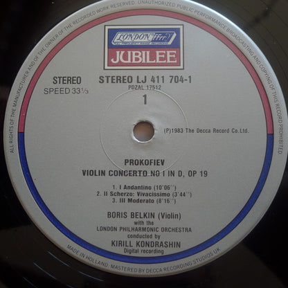 Sergei Prokofiev - Boris Belkin • Kiril Kondrashin • Rudolf Barshai • London Philharmonic Orchestra : Violin Concertos - No.1 In D Major, Op.19 • No.2 In G Minor, Op.63 (LP, Album)