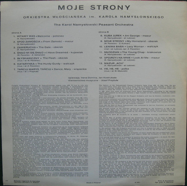 Włościańska Orkiestra Im. Karola Namysłowskiego : Moje Strony (LP, Album)