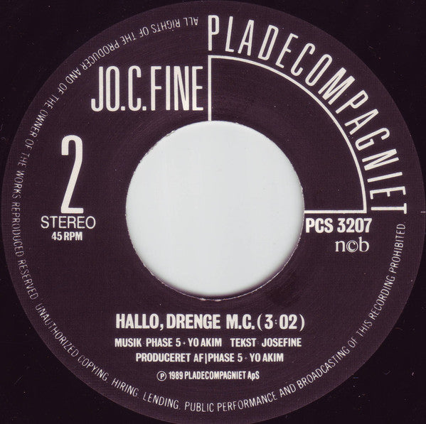 Jo-C-Fine : Respekt / Hallo, Drenge M.C. (7")