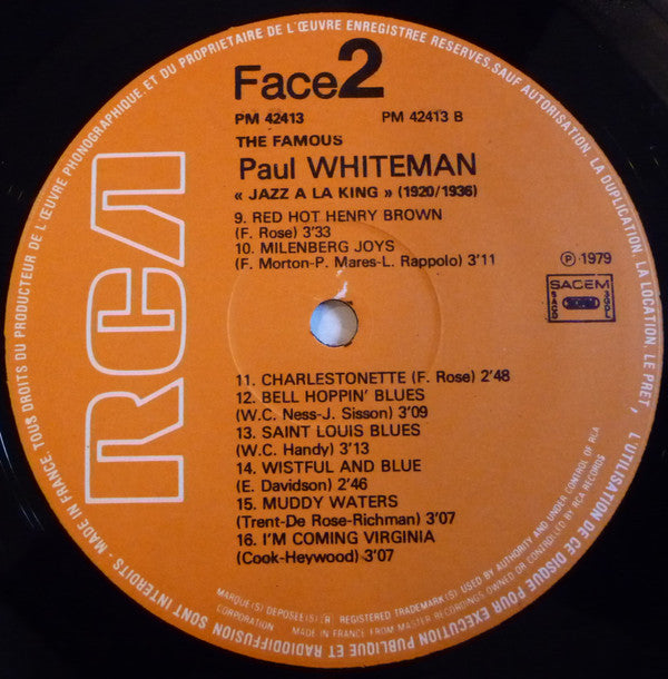 Paul Whiteman : The Famous Paul Whiteman "Jazz A La King" (1920-1936) (2xLP, Comp, Gat)