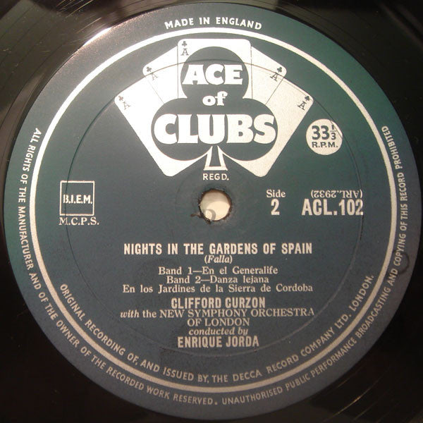 Edvard Grieg, Manuel De Falla, Clifford Curzon, London Symphony Orchestra, Anatole Fistoulari, The New Symphony Orchestra Of London, Enrique Jordá : Piano Concerto / Nights In The Gardens Of Spain (LP, Mono, RE)