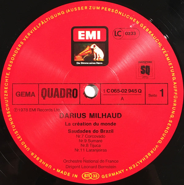 Darius Milhaud · Leonard Bernstein, Orchestre National De France : La Création Du Monde / Le Boeuf Sur Le Toit / Saudades Do Brasil - 4 Tänze (LP, Album, Quad)