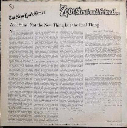 Zoot Sims, Bucky Pizzarelli : Zoot Sims And Friend... (LP)