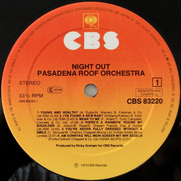 The Pasadena Roof Orchestra : Night Out (LP, Album)