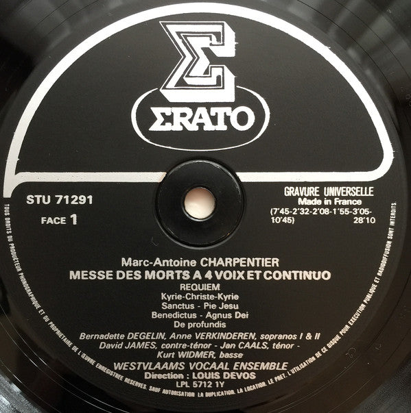 Marc Antoine Charpentier - Het Westvlaams Vocaal Ensemble, Musica Polyphonica, Louis Devos : Messes Des Morts (Requiem) (LP, Album)