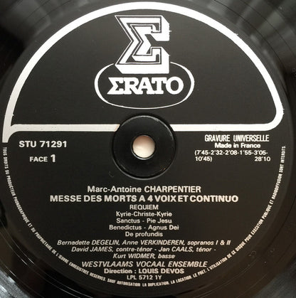 Marc Antoine Charpentier - Het Westvlaams Vocaal Ensemble, Musica Polyphonica, Louis Devos : Messes Des Morts (Requiem) (LP, Album)
