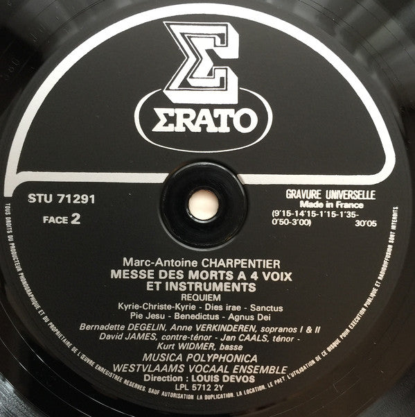 Marc Antoine Charpentier - Het Westvlaams Vocaal Ensemble, Musica Polyphonica, Louis Devos : Messes Des Morts (Requiem) (LP, Album)