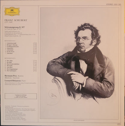 Franz Schubert, Hermann Prey, Leonard Hokanson : Schwanengesang (LP, Album)