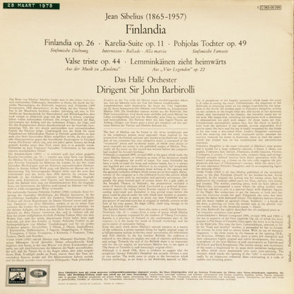 Jean Sibelius, Hallé Orchestra, Sir John Barbirolli : Finlandia / Karelia Suite ∙ Valse Triste (LP, RE)