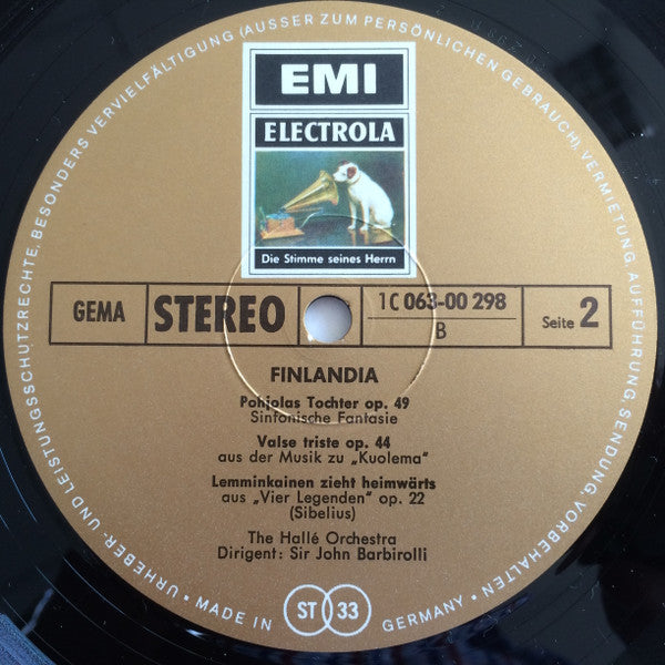 Jean Sibelius, Hallé Orchestra, Sir John Barbirolli : Finlandia / Karelia Suite ∙ Valse Triste (LP, RE)