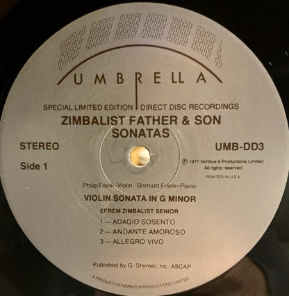 Philip Frank, Bernard Frank, Efrem Zimbalist / Efrem Zimbalist, Jr. : Sonata's Efrem Zimbalist Father & Son  (LP, Num, Spe)