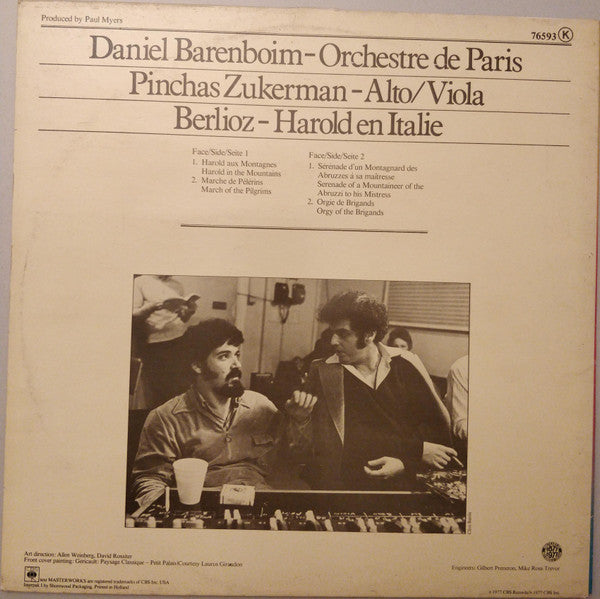 Hector Berlioz - Daniel Barenboim - Orchestre De Paris - Pinchas Zukerman : Harold En Italie (LP)