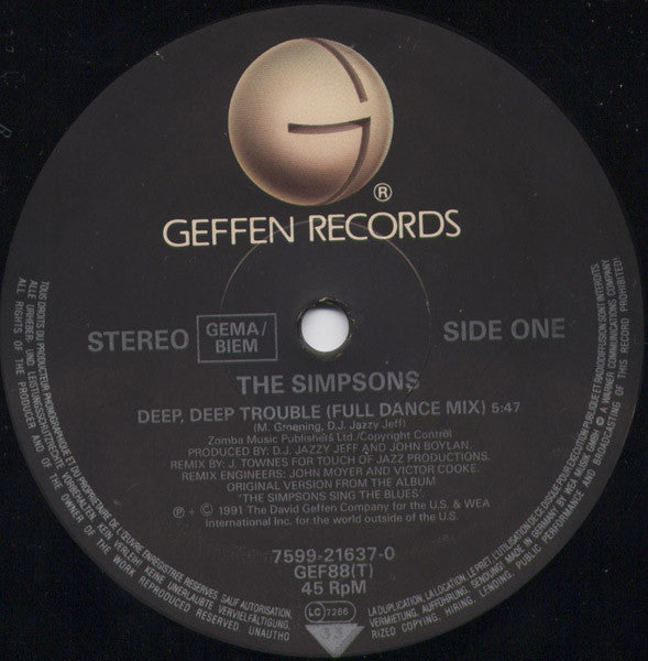 The Simpsons Featuring Bart Simpson (2) & Homer Simpson : Deep, Deep Trouble (12")