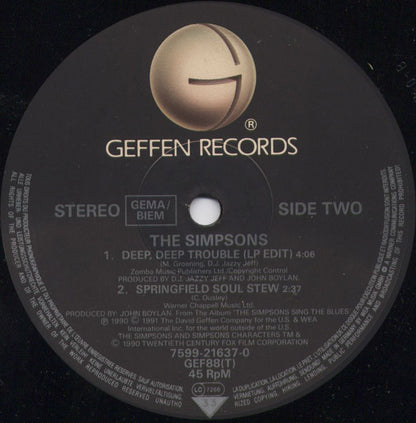 The Simpsons Featuring Bart Simpson (2) & Homer Simpson : Deep, Deep Trouble (12")