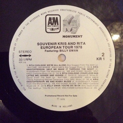 Kris Kristofferson, Rita Coolidge, Billy Swan : European Tour 1978 (LP, Comp, Promo)