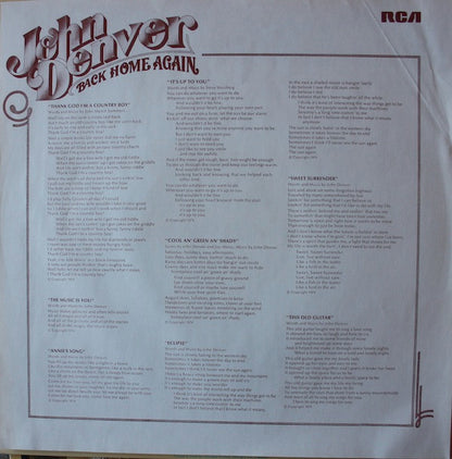 John Denver : Back Home Again (LP, Album, Gat)