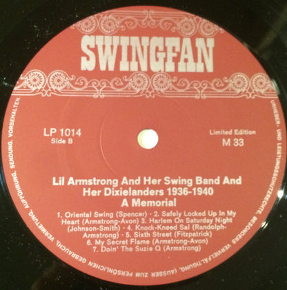 Lil Armstrong And Her Swing Band, Lil Armstrong And Her Dixielanders : 1936-1940  A Memorial (LP, Comp, Ltd)