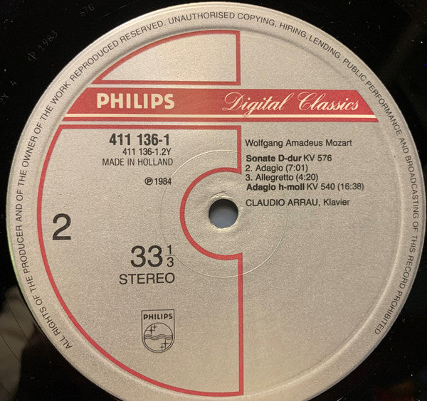 Wolfgang Amadeus Mozart - Claudio Arrau : Piano Sonatas (LP, Promo, Dig)