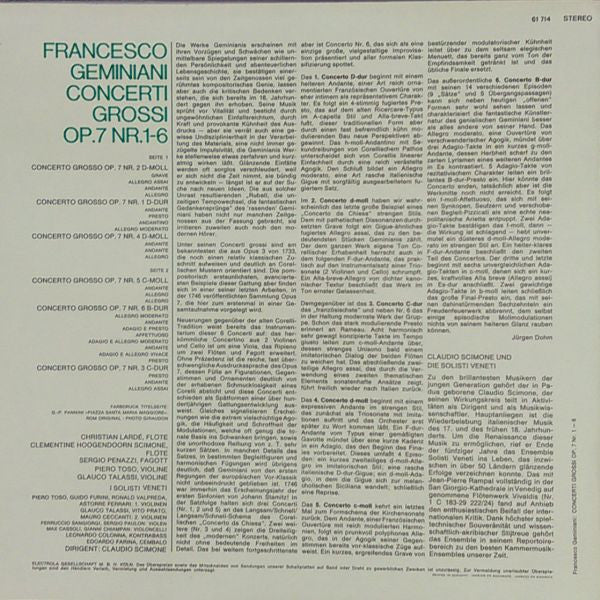 Francesco Geminiani, I Solisti Veneti, Claudio Scimone : Concerti Grossi Opus 7 Nr. 1-6 (LP, Album, Club, S/Edition)