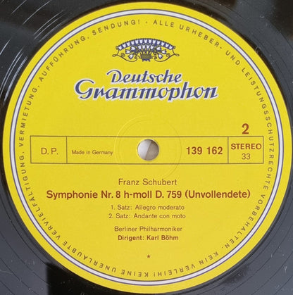 Franz Schubert • Karl Böhm, Berliner Philharmoniker : Symphonien Nr. 5 & Nr. 8 (Unvollendete · Inachevée · Unfinished) (LP, RE)