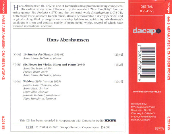 Hans Abrahamsen : Chamber Works (CD, Album)