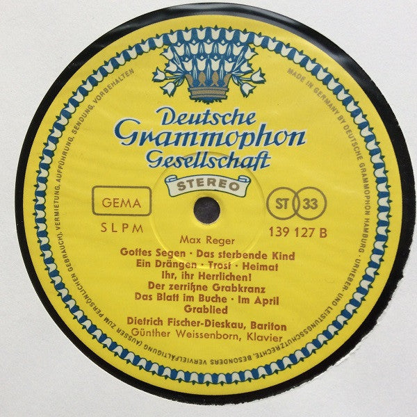Max Reger, Dietrich Fischer-Dieskau, Günther Weissenborn : Lieder Von Max Reger (LP)