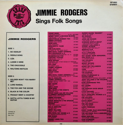 Jimmie Rodgers (2) : Jimmie Rodgers Sings Folk Songs (LP, Album, RE)