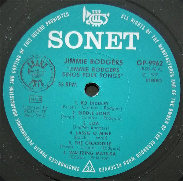 Jimmie Rodgers (2) : Jimmie Rodgers Sings Folk Songs (LP, Album, RE)