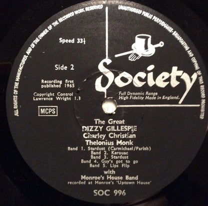 Dizzy Gillespie, Charlie Christian, Thelonious Monk : The Great Dizzy Gillespie (LP, Mono, RE)