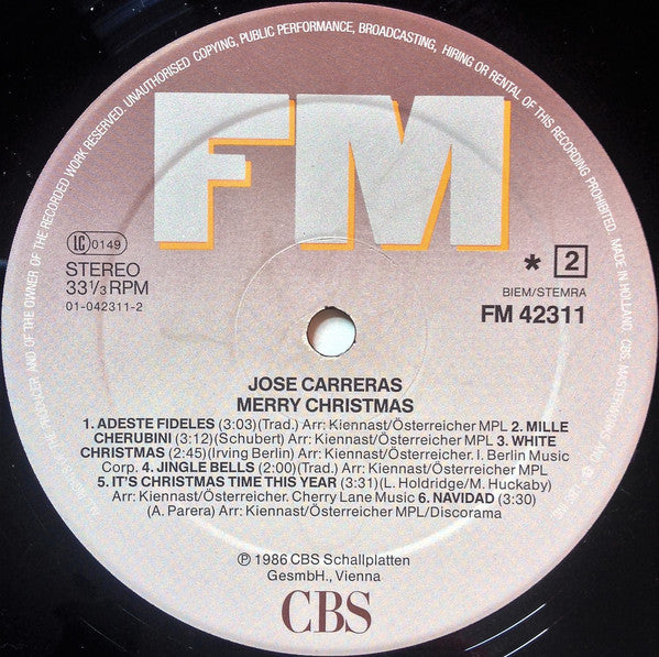 José Carreras : Merry Christmas (LP, Album)
