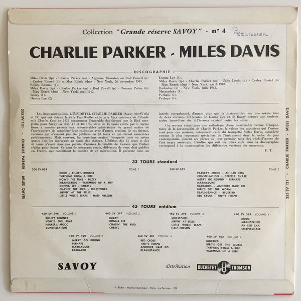 Charlie Parker, Miles Davis : Charlie Parker - Miles Davis (10", Comp)