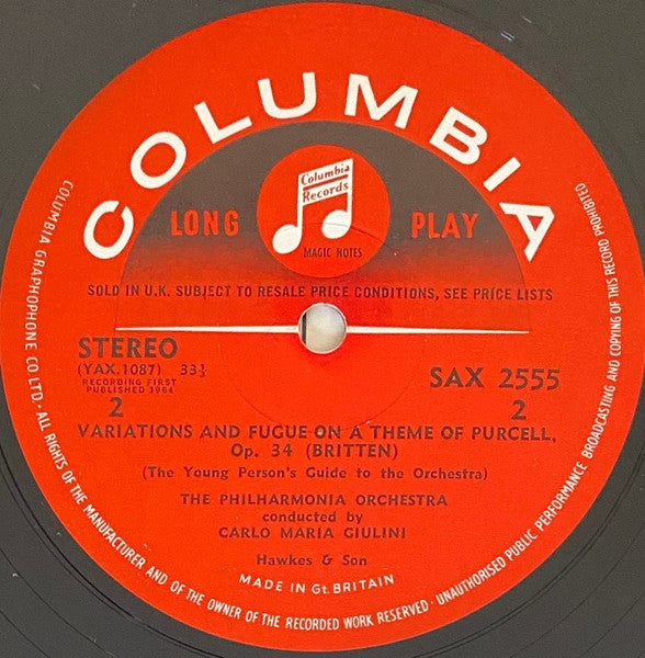 Benjamin Britten, Carlo Maria Giulini, Philharmonia Orchestra : Four Sea Interludes From "Peter Grimes / The Young Person's Guide To The Orchestra (LP)