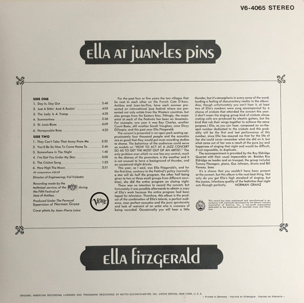 Ella Fitzgerald : Ella At Juan-Les Pins (LP, Album)