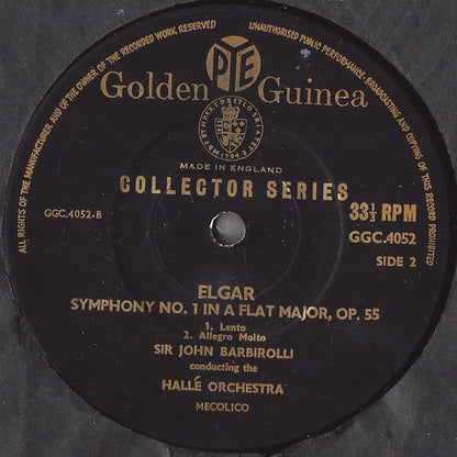 Sir Edward Elgar, Sir John Barbirolli Conducting Hallé Orchestra : Symphony No. 1 In A Flat Major, Op. 55 (LP, Mono, RE)