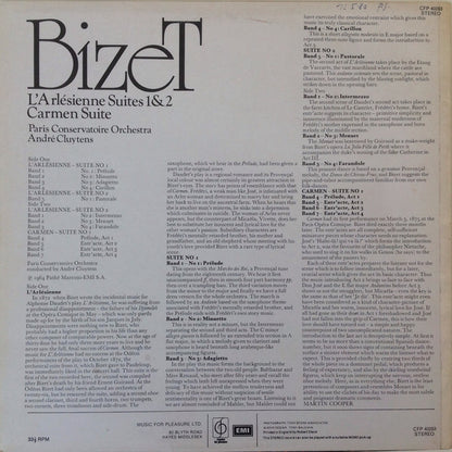 Georges Bizet, André Cluytens, Orchestre De La Société Des Concerts Du Conservatoire : L'Arlesienne Suites 1 & 2 / Carmen (LP, RE)