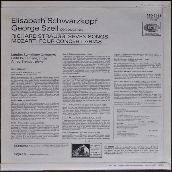 Richard Strauss - Wolfgang Amadeus Mozart, Elisabeth Schwarzkopf, George Szell, London Symphony Orchestra : Seven Songs Etc. (LP, Album)
