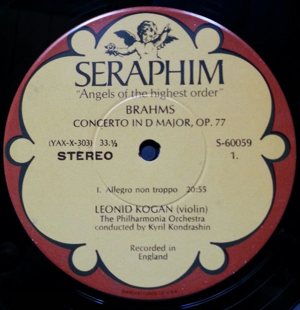 Leonid Kogan, Johannes Brahms, Kiril Kondrashin, Philharmonia Orchestra : Brahms: Violin Concerto  (LP, Album)