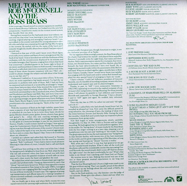Mel Tormé, Rob McConnell & The Boss Brass : Mel Tormé -  Rob McConnell And The Boss Brass (LP, Album)