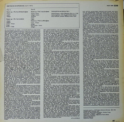 Dieterich Buxtehude, The Boston Museum Trio : Sonatae A Due, Pour Violon, Viole De Gambe Et Basse Continue (LP)