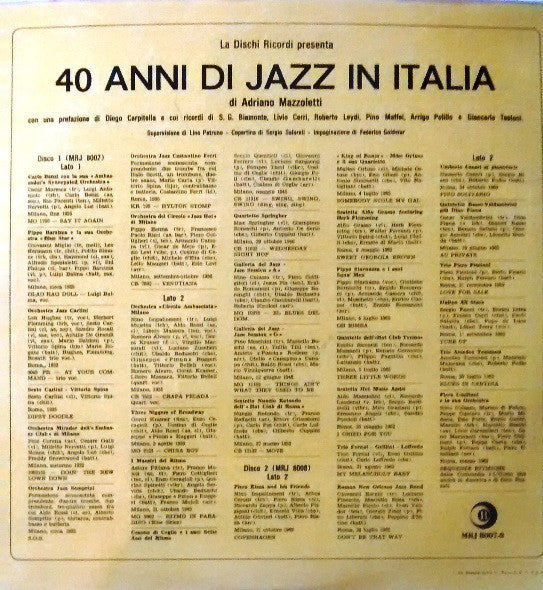 Various : 40 Anni Di Jazz In Italia (A Cura Di Adriano Mazzoletti) (2xLP, Comp)