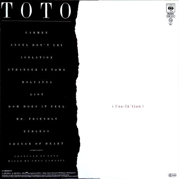 Toto : Isolation (LP, Album)